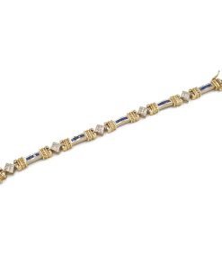 Estate 14K Yellow and White Gold Sapphire and Diamond Bracelet