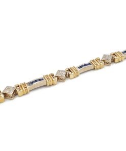 Estate 14K Yellow and White Gold Sapphire and Diamond Bracelet