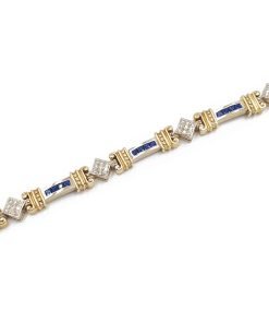 Estate 14K Yellow and White Gold Sapphire and Diamond Bracelet