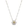 Estate Flower Design White and Yellow Diamond Pendant