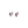 18K White Gold Diamond and Ruby Huggie Earrings