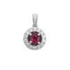 14K White Gold Diamond and Ruby Pendant