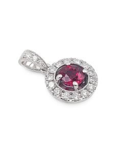 14K White Gold Diamond and Ruby Pendant