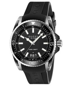 Gucci Dive Black Dial Black Rubber Strap Swiss Quartz Men's Watch YA136204A