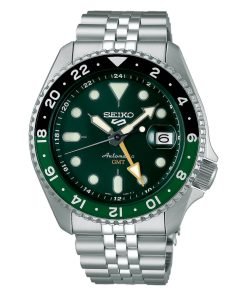 Seiko 5 Sports SKX Series Green Dial Green & Black Bezel Steel Bracelet Men's Watch SSK035