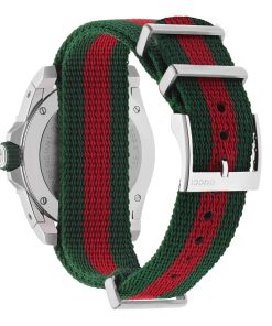 Gucci Dive Green and Red Polyester Web Strap Watch YA136339