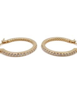 14K Yellow Gold Diamond Hoop Earrings