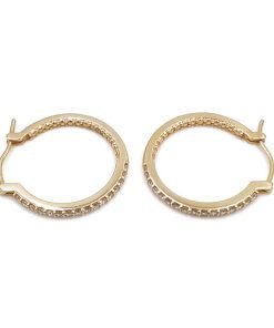 14K Yellow Gold Diamond Hoop Earrings