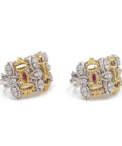 Estate Roberto Coin Barocco 18K Yellow & White Gold Diamond Earrings