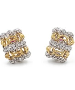 Roberto Coin Barocco 18K White Gold and Yellow Gold Diamond Earrings