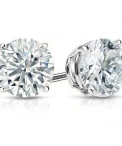 1.40 Ctw Round Brilliant Cut Diamond Stud Earrings, H-I, SI1