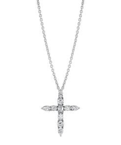 Michael M 18K White Gold Diamond Montage Cross Pendant P408