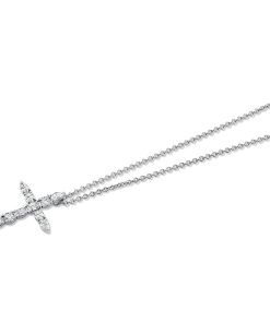 Michael M 18K White Gold Diamond Montage Cross Pendant P408
