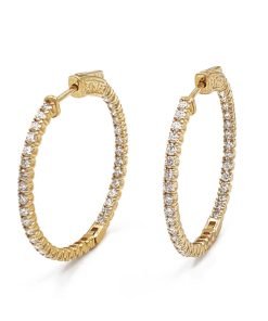 14K Yellow Gold Diamond Hoop Earrings, 1.81 CTW