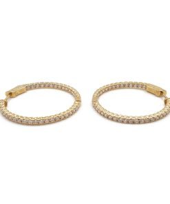 14K Yellow Gold Round Diamond Hoop Earrings, 1.81 CTW