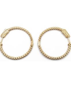 14K Yellow Gold Round Diamond Hoop Earrings, 1.81 CTW