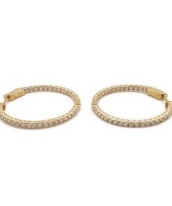 14K Yellow Gold Round Diamond Hoop Earrings, 1.81 CTW