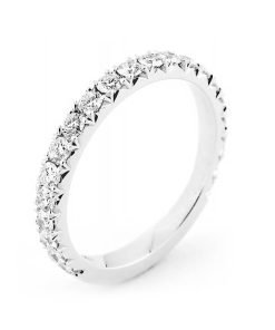 Michael M 18K White Gold 3/4 Way Ladies Wedding Band R615B