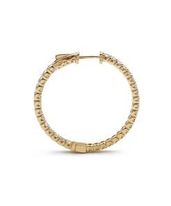 14K Yellow Gold Diamond Hoop Earrings