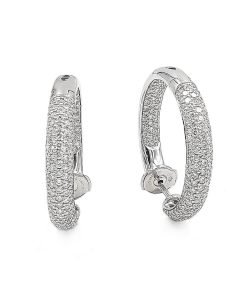 18K White Gold Diamond Hoop Earrings, 4.12ctw, 12.9 g