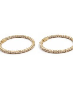 14K Yellow Gold Diamond Hoop Earrings, 3.65ctw, 13.4g