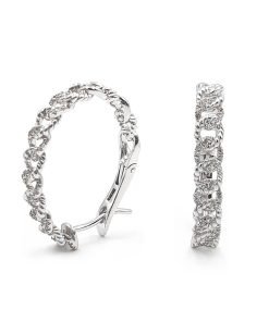 14K White Gold Curb & Cuban Diamond Hoop Earrings, 0.27ctw, 5.27g