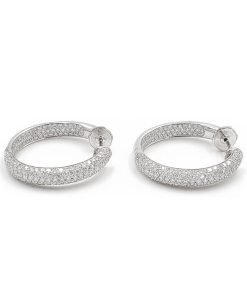 18K White Gold Diamond Hoop Earrings, 4.12ctw, 12.9 g