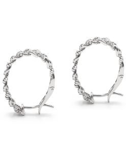 14K White Gold Diamond Hoop Earrings, 0.27ctw, 5.27g