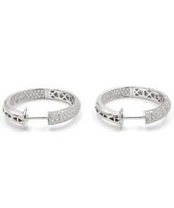 18K White Gold Diamond Hoop Earrings, 4.12ctw, 12.9 g