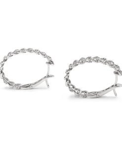 14K White Gold Diamond Hoop Earrings, 0.27ctw, 5.27g