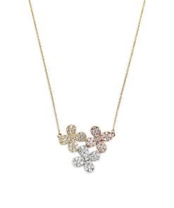 14K Tri-Color Flower Pendant Necklace