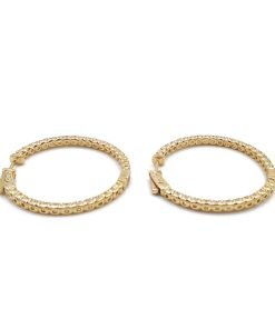 14K Yellow Gold Diamond Hoop Earrings