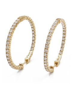 14K Yellow Gold Diamond Hoop Earrings