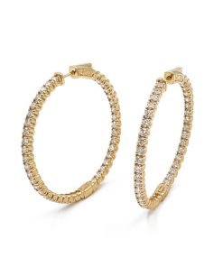 14K Yellow Gold Diamond Hoop Earrings, 3.65ctw, 13.4g