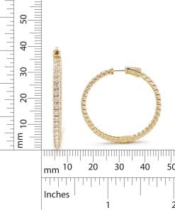 14K Yellow Gold Diamond Hoop Earrings, 40mm, 3.65ctw, 13.4g - Image 8