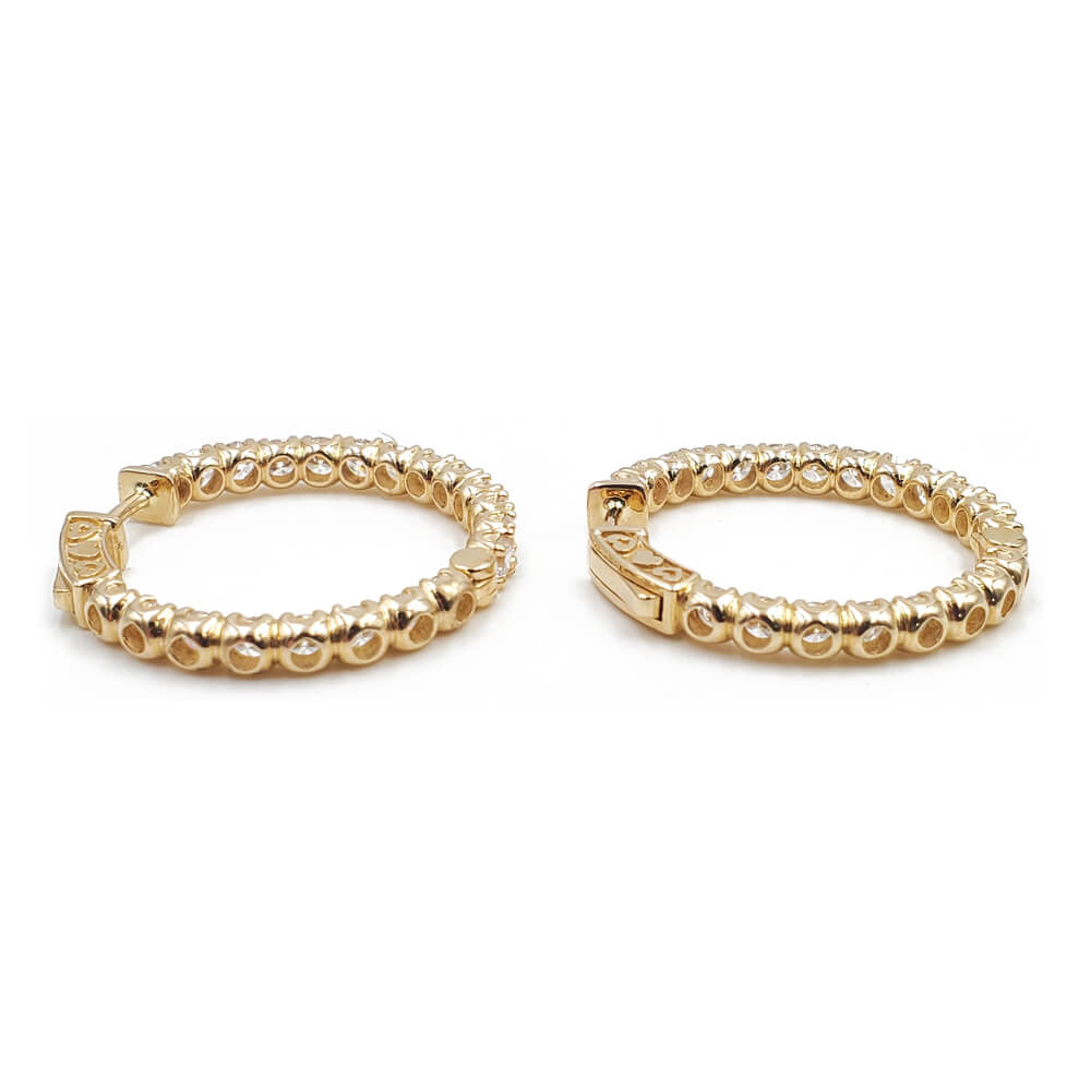 14K Yellow Gold Diamond Inside-Out Hoop Earrings, 4.70 Ctw, 9.50g