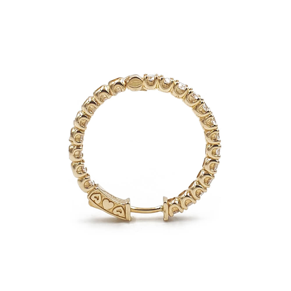 14K Yellow Gold Diamond Inside-Out Hoop Earrings, 4.70 Ctw, 9.50g