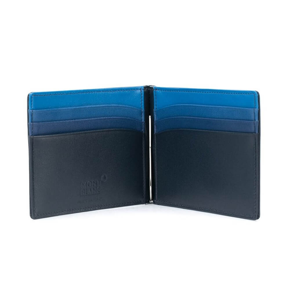 Montblanc Meisterstück Classic 6cc Animation Blue Leather Wallet with Money Clip 126205