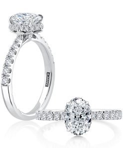 A.JAFFE 18K White Gold Oval Center Engagement Ring MECOV2739/197B