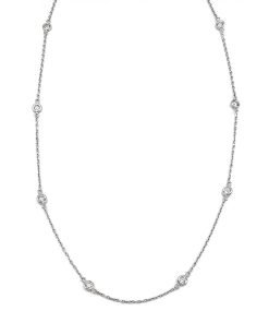 14K White Gold 10 Stations Diamond Chain, 0.88 Ctw, 18 inches