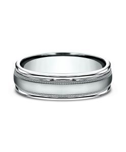 Milgrain Satin Center 6mm Men's Wedding Band RECF7601S14KW