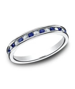 14K White Gold Diamond and Blue Sapphire Eternity Ladies Band 51356114KW06