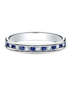 14K White Gold Diamond and Blue Sapphire Eternity Ladies Band 51356114KW06