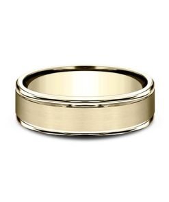 14K Yellow Gold Satin Center 6.5mm Men's Band RELCF76502S14KY