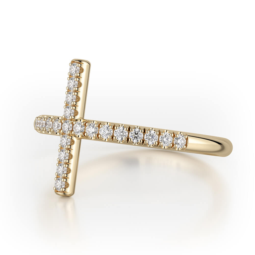Michael 14K Yellow Gold Diamond Cross Ring M F330