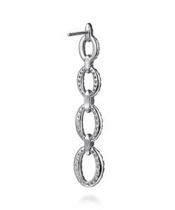 Gabriel 14K White Gold Graduating Diamond Link Stud Drop Earrings EG15220W45JJ