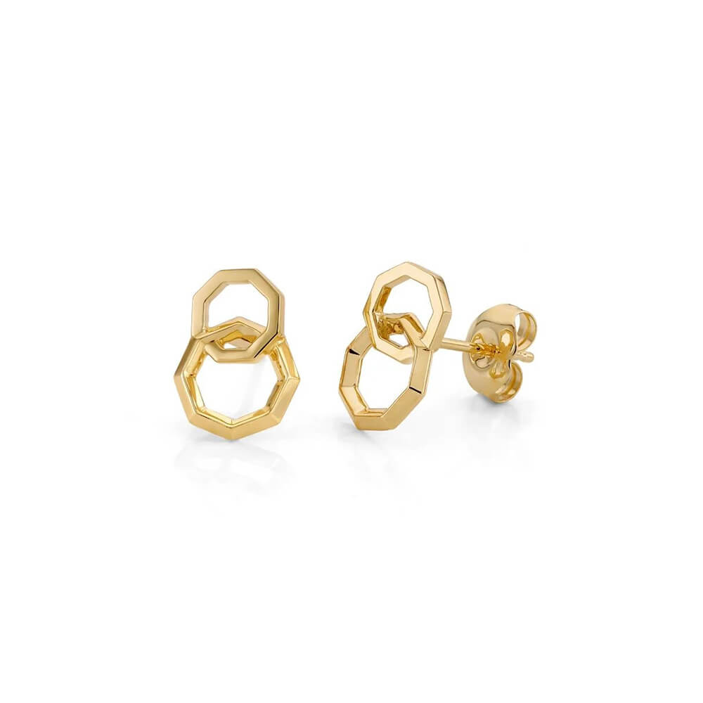 Michael M Double Octave 18K Yellow Gold Stud Earrings ER552