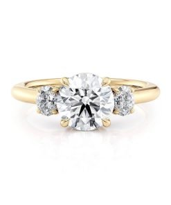 Michael M Trinity 18K Yellow Gold Three Stone Engagement Ring R806-1.5