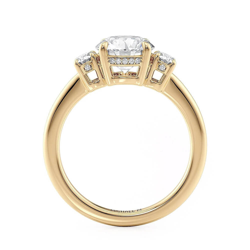 Michael M Trinity 18K Yellow Gold Three Stone Engagement Ring R806-1.5