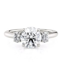 Michael M Trinity 18K White Gold Three Stone Engagement Ring R806-1.5